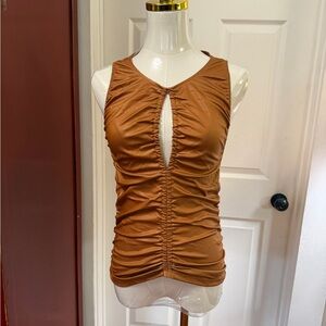 Free People Ruched Brown Tank Top